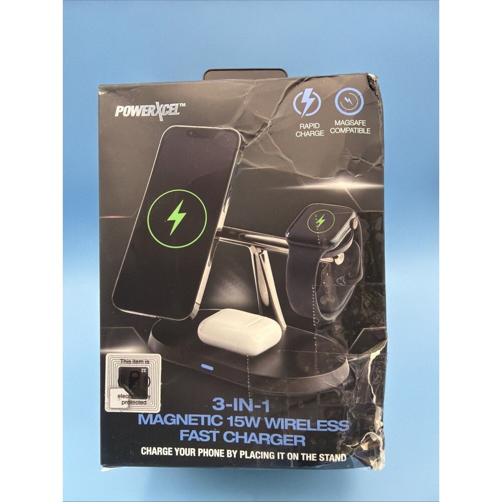 Powerxcel 3-in-1 Magnetic 15w Wireless Fast Charger Brand Nice Gift New In Box